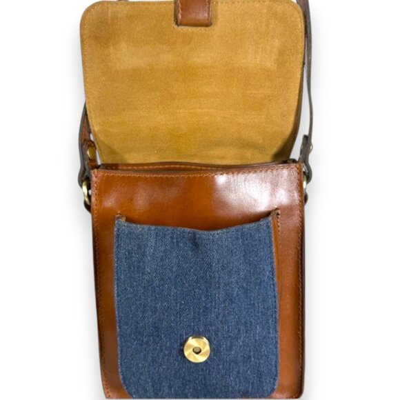 Patricia Nash Lari Denim & Leather Colorblock Crossbody Bag with Dust Bag - Picture 4 of 14